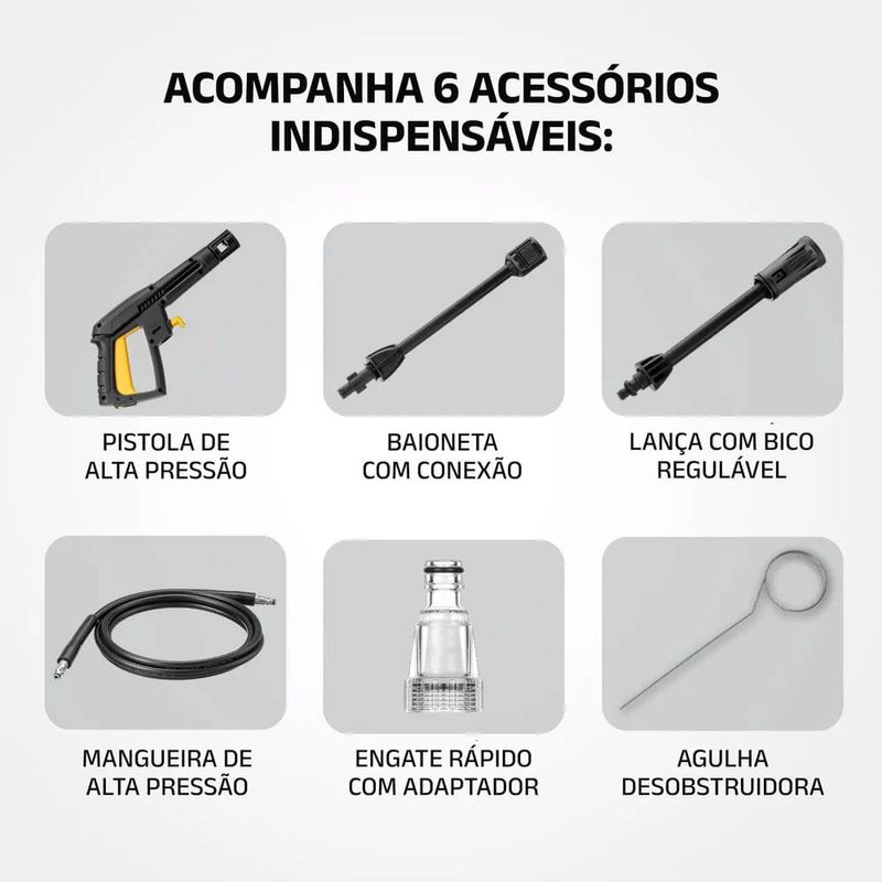 lavadora de pressão mondial 127v 1400w 1600ppsi amarelo e preto lap-01-gy