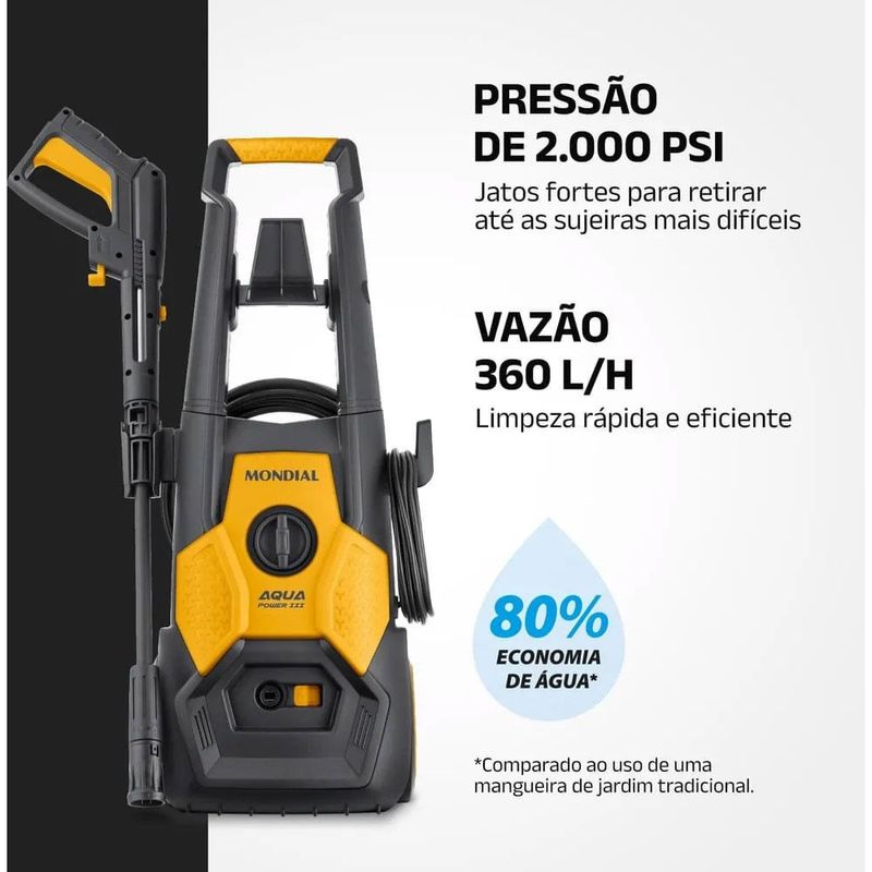 lavadora de pressão mondial 127v 1800w 2000ppsi amarelo e preto lap-03-gy