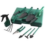 ferramentas para jardinagem 10 peças ezfocus com maleta verde e-bi
