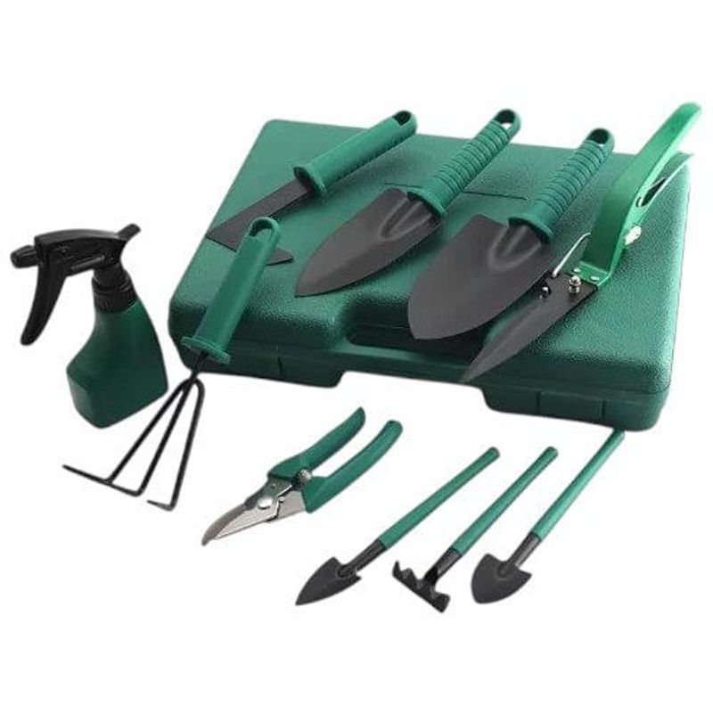 ferramentas para jardinagem 10 peças ezfocus com maleta verde e-bi