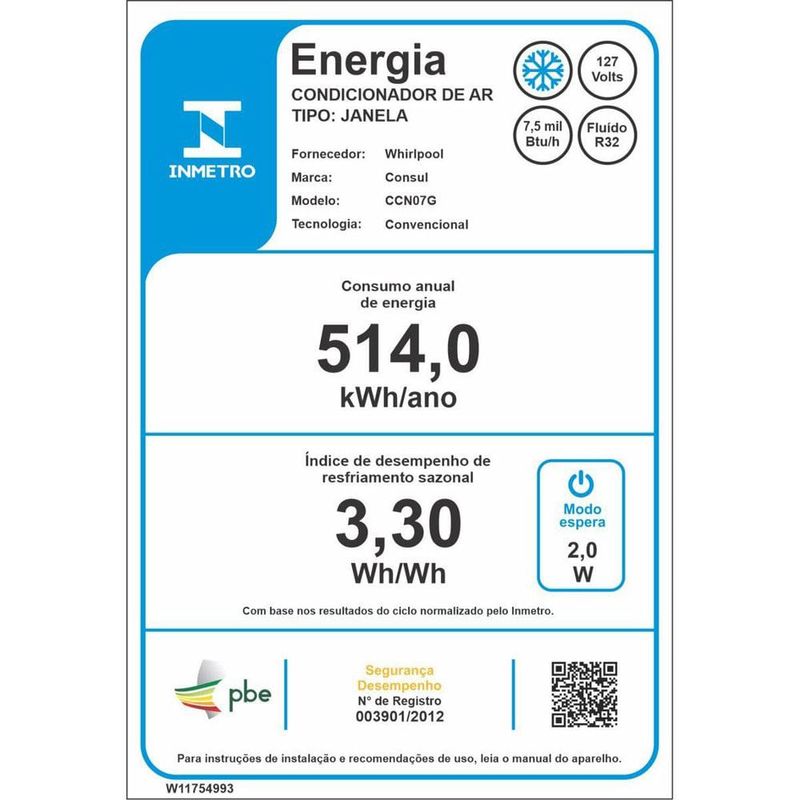 ar-condicionado de janela consul 7.500 btus 220v ccn07gbbna
