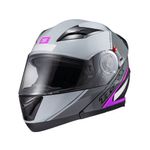 capacete texx escamoteável gladiator v3 makan cinza e rosa 62 (mp)
