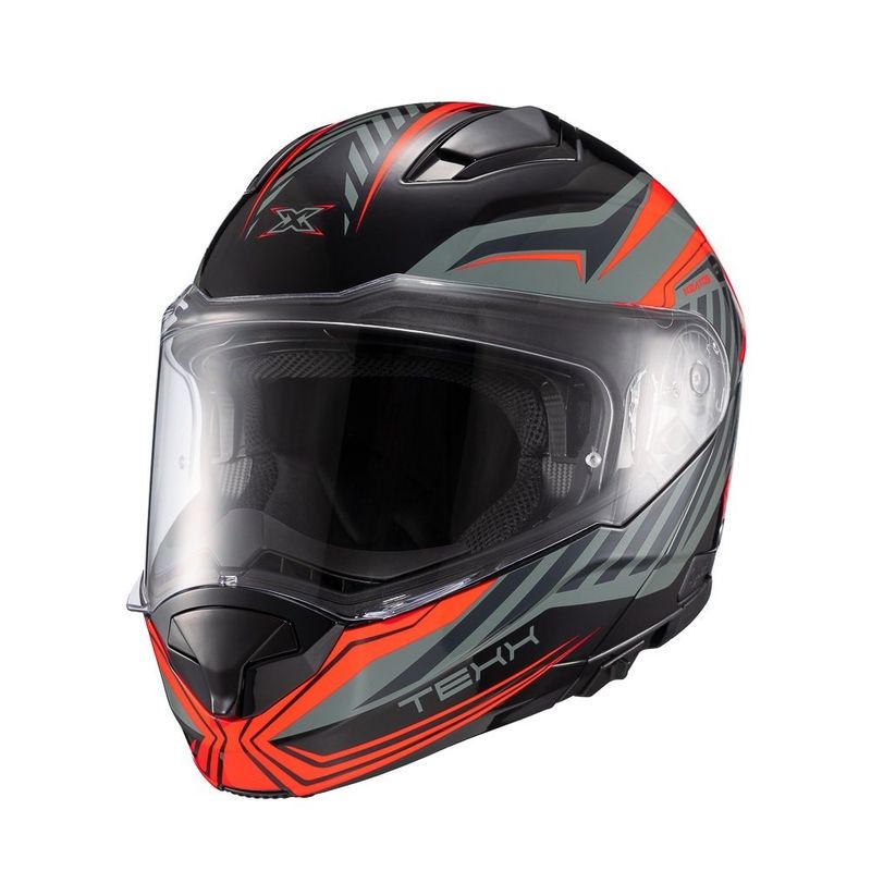 capacete texx escamoteável kratos nomade preto e vermelho 61 (mp)