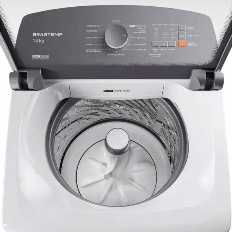 lavadora 14kg braastemp com smart sensor e design compacto branco bwf14abana