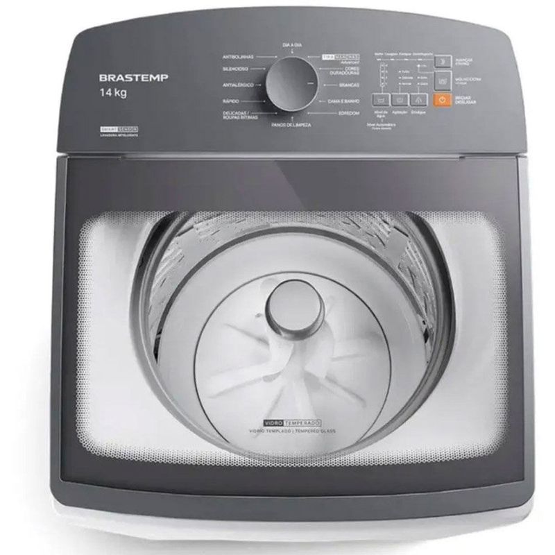 lavadora 14kg braastemp com smart sensor e design compacto branco bwf14abana