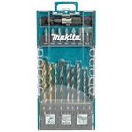 jogo de 17 peças brocas e bits makita d-74887
