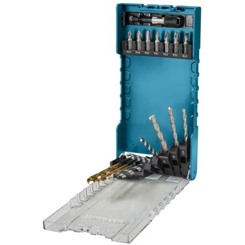 jogo de 17 peças brocas e bits makita d-74887