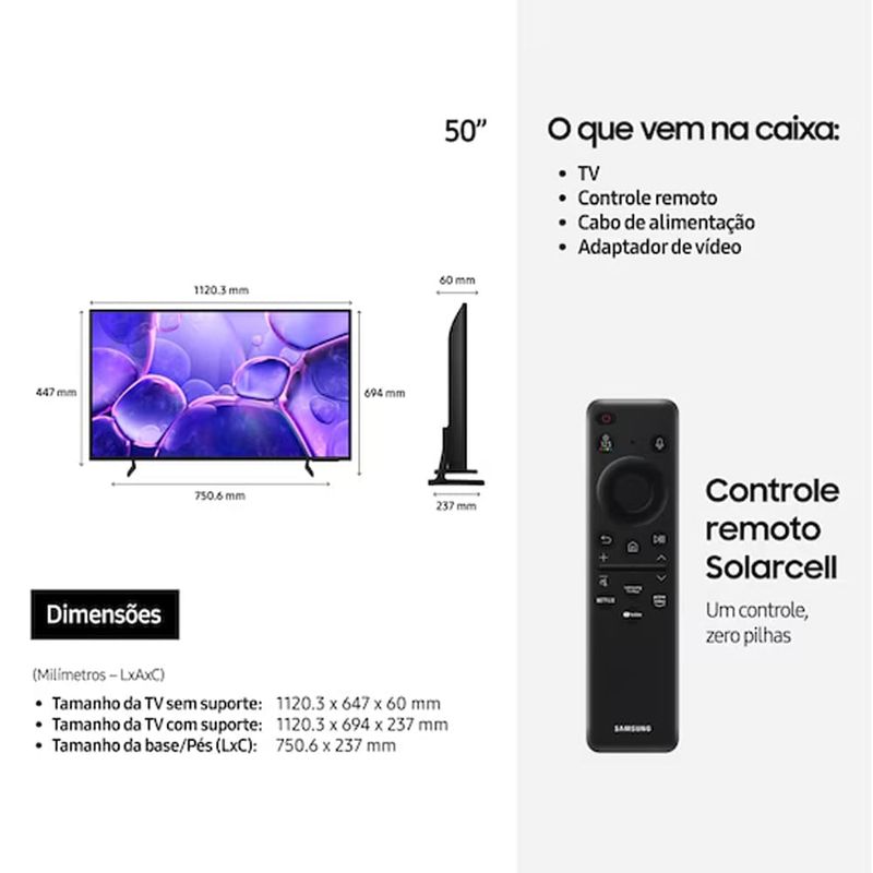 smart tv 4k uhd 50" samsung un50u8600fgxzd