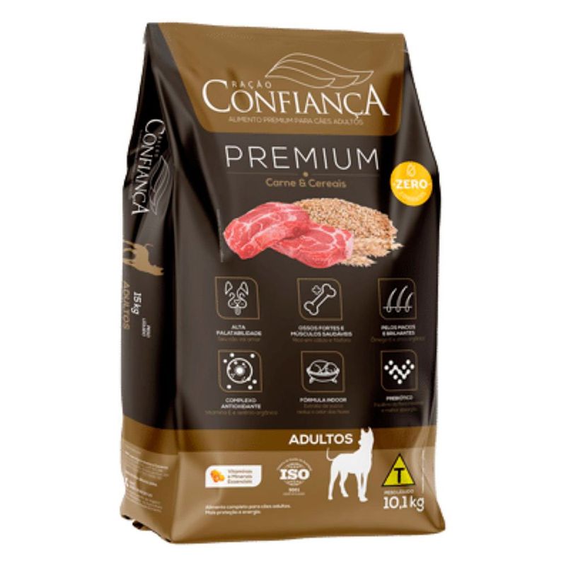 ração para cães adultos confiança 10,1kg (mp)
