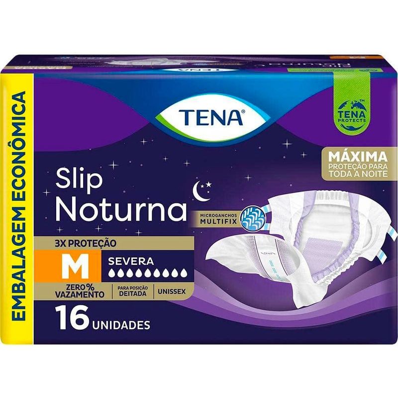 fralda descartável adulto tena slip noturna m 16 unidades