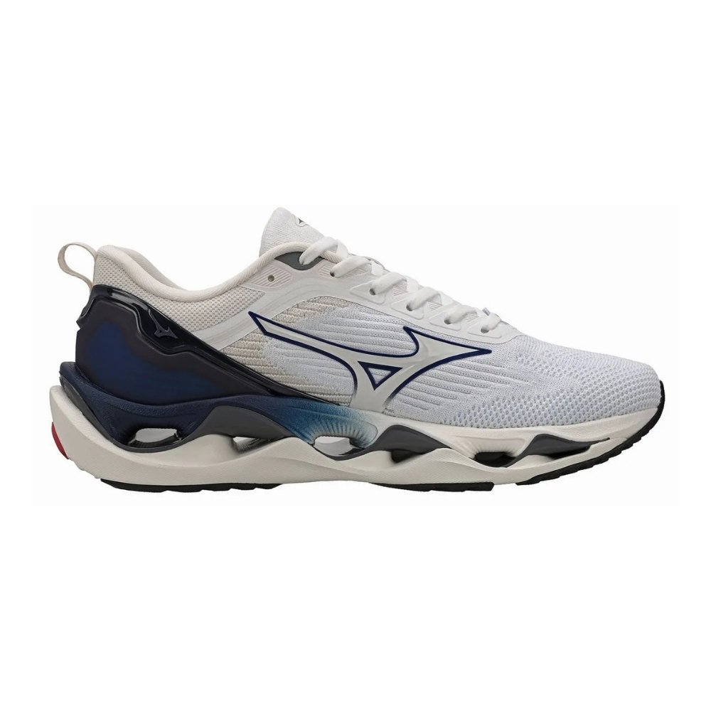 Tênis Corrida Masculino N°43 Mizuno Wave Stratos 3 Branco E Azul (MP)