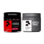 combo mezik pré-treino max titanium hórus 300g frutas vermelhas + creatina 300g max titanium (mp)
