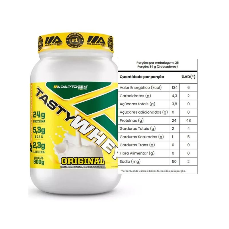 combo mezik tasty whey 900g sabor original adaptogen + creatina 300g max titanium + coqueteleira ftw (mp)