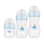 kit mamadeira buba easy flow 3 peças 120ml 270ml 330ml azul 0987 (mp)