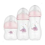 kit mamadeira buba easy flow 3 peças 120ml 270ml 330ml rosa 0986 (mp)