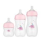 kit mamadeira buba easy flow 3 peças 120ml 270ml 330ml rosa 0986 (mp)