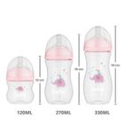 kit mamadeira buba easy flow 3 peças 120ml 270ml 330ml rosa 0986 (mp)