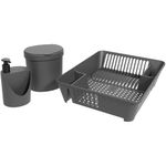 conjunto de 3 peças organizador de pia coza cinza 99400/1536
