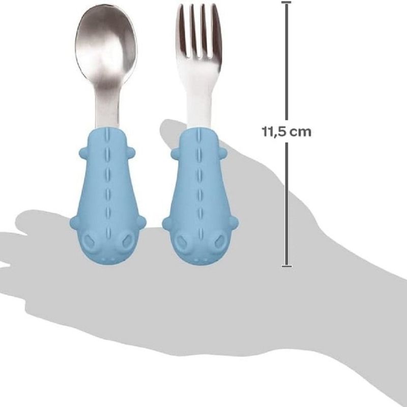 kit talheres buba em silicone e aço inoxidável azul (mp)