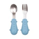 kit talheres buba em silicone e aço inoxidável azul (mp)