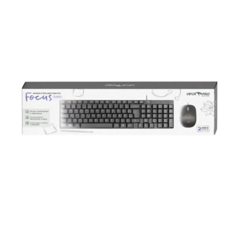 teclado e mouse viper pro office com fio usb focus elevate vo102 (mp)