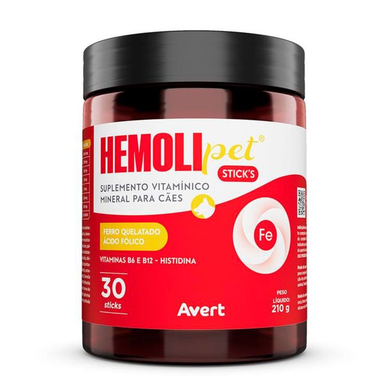 suplemento vitamínico hemolipet sticks avert fe para cães 210g (mp)
