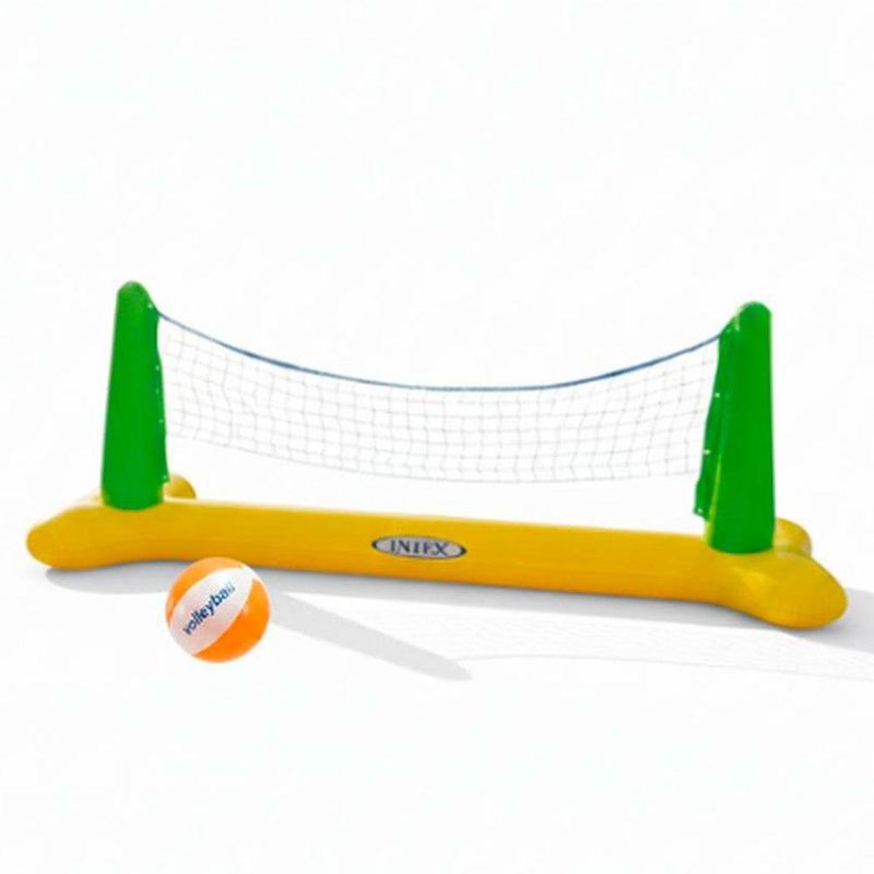 brinquedo inflável rede de vôlei com bola wet set verde e amarelo 239x64cm (mp)