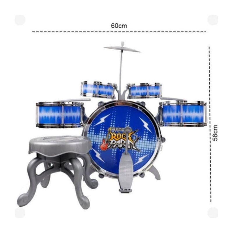 bateria infantil dm toys rock party azul dmt6066 (mp)