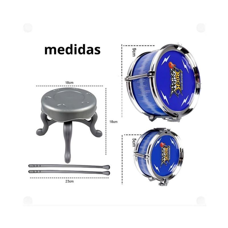 bateria infantil dm toys rock party azul dmt6066 (mp)