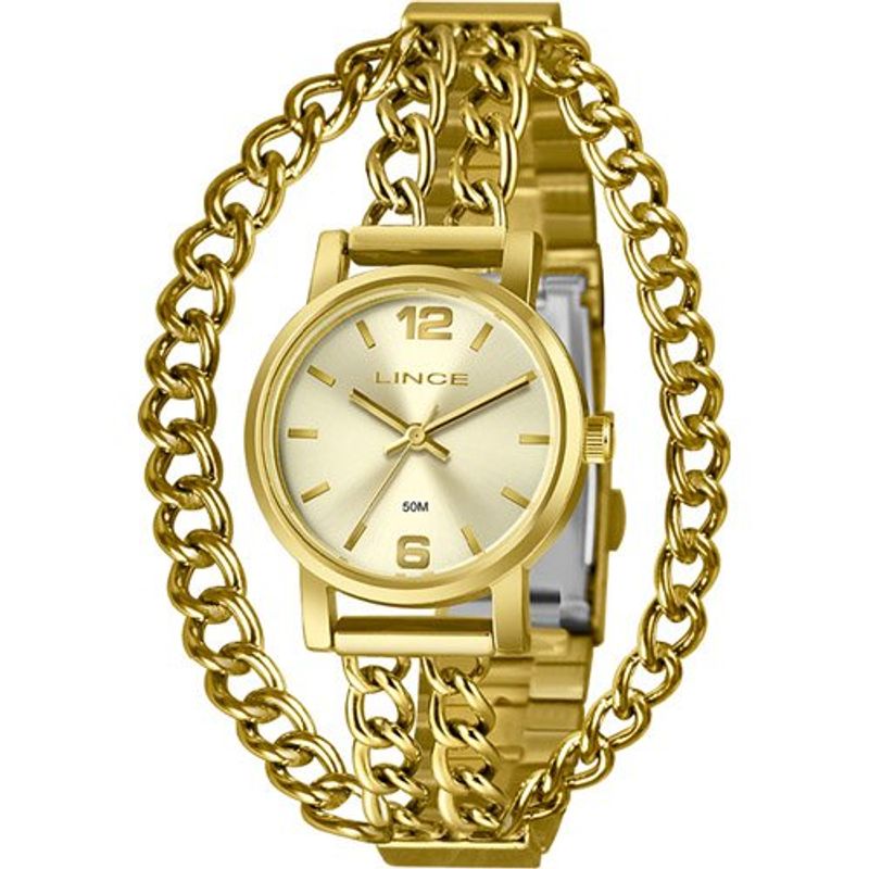 relógio lince feminino dourado lrg4869l29-c2kx