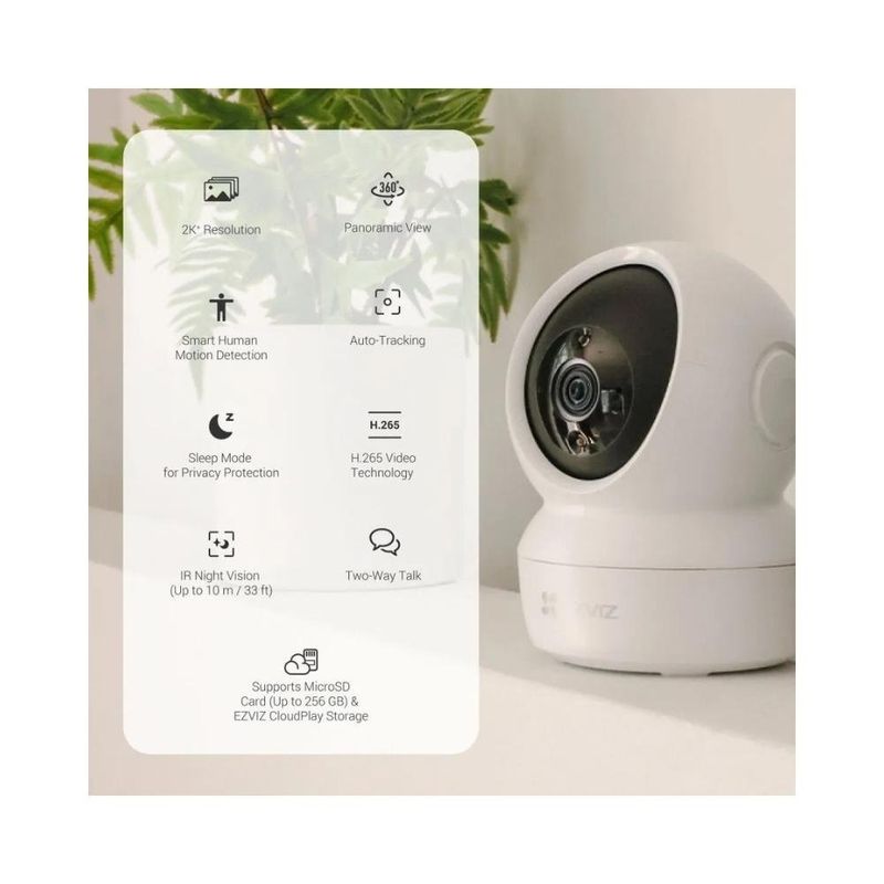 câmera de segurança ezviz ip wi-fi h6c g1 4k 360° ultra hd (mp)