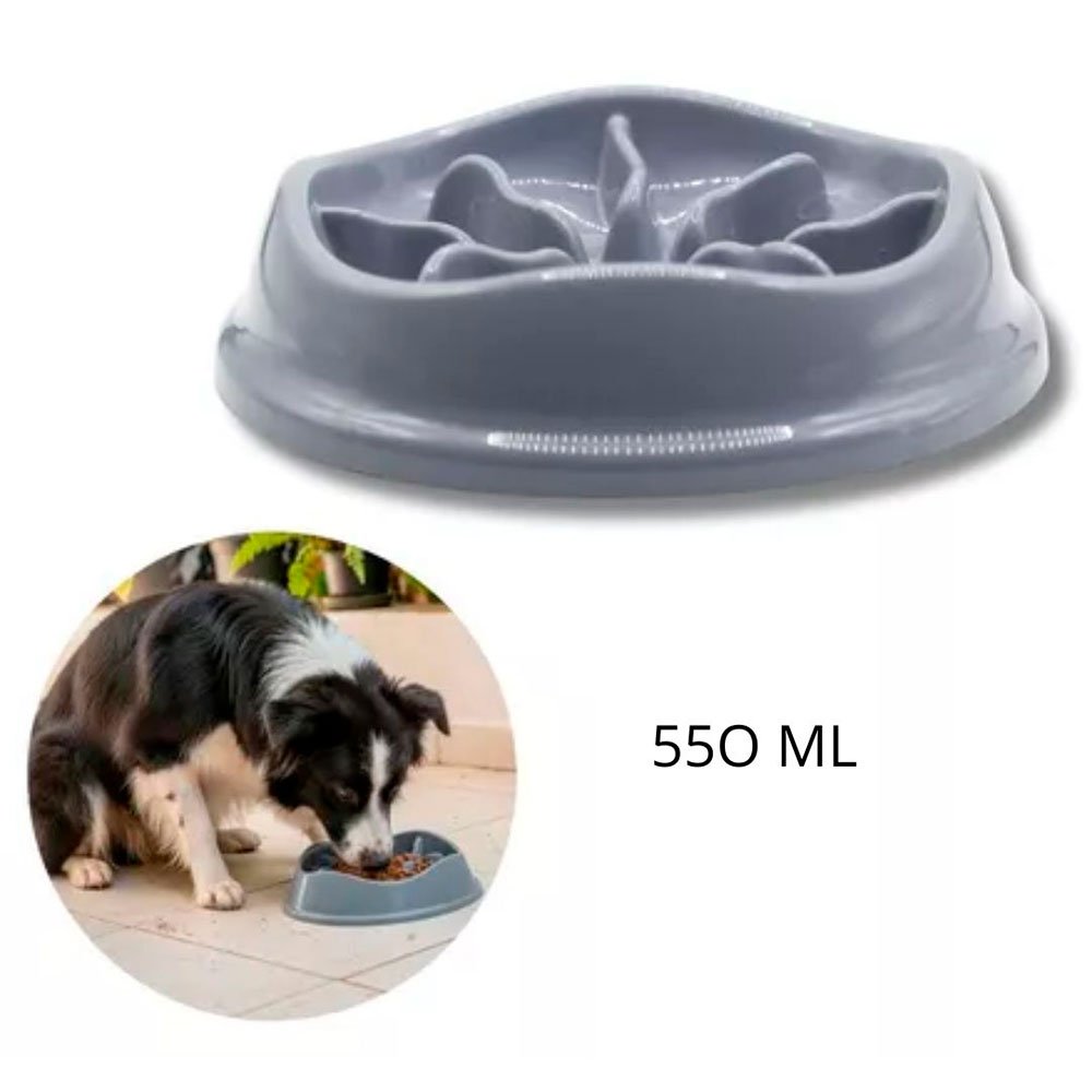 Comedouro para Pets Lento Interativo Starkpet 550ml Cinza