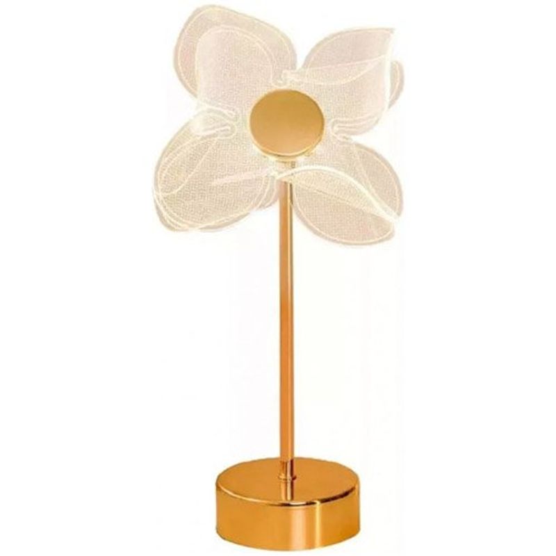 luminária de mesa jone led flor dourado j-mbi