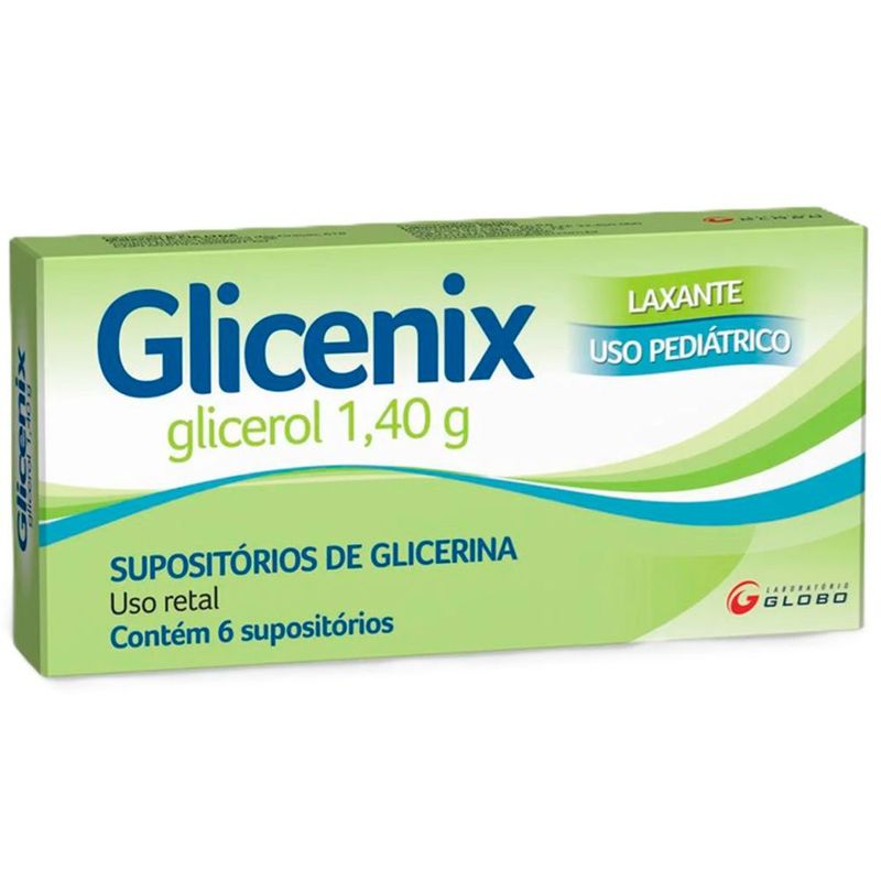 glicenix pediátrico glicerol 1,40g 6 supositórios globo