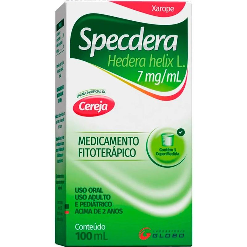 specdera hedera helix l. 7mg/ml 100ml xarope sabor cereja globo