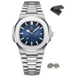 relógio masculino poedagar prata e azul 613 j-mbi