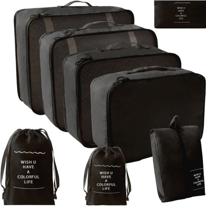 kit organizador para viagem com 7 peças jone preto j-mbi