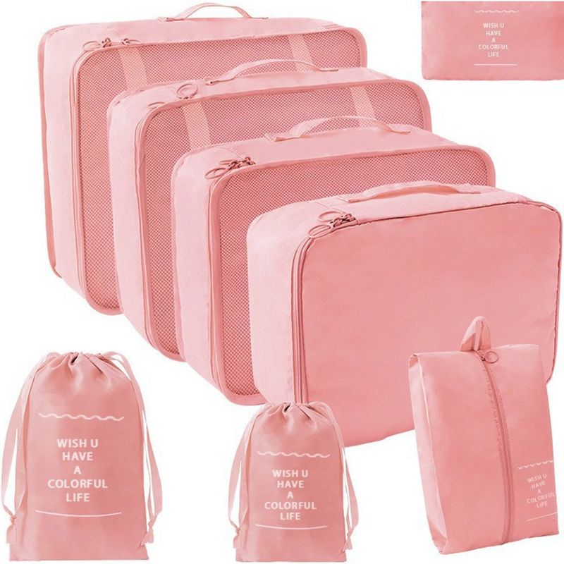 kit organizador para viagem com 7 peças jone rosa j-mbi