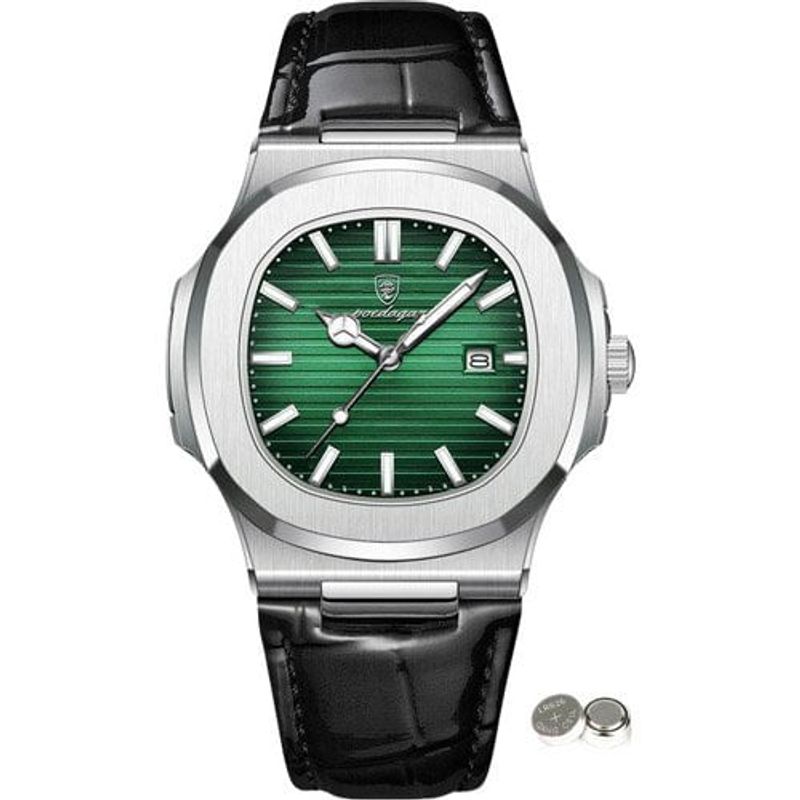 relógio masculino poedagar preto e verde sl28 j-mbi