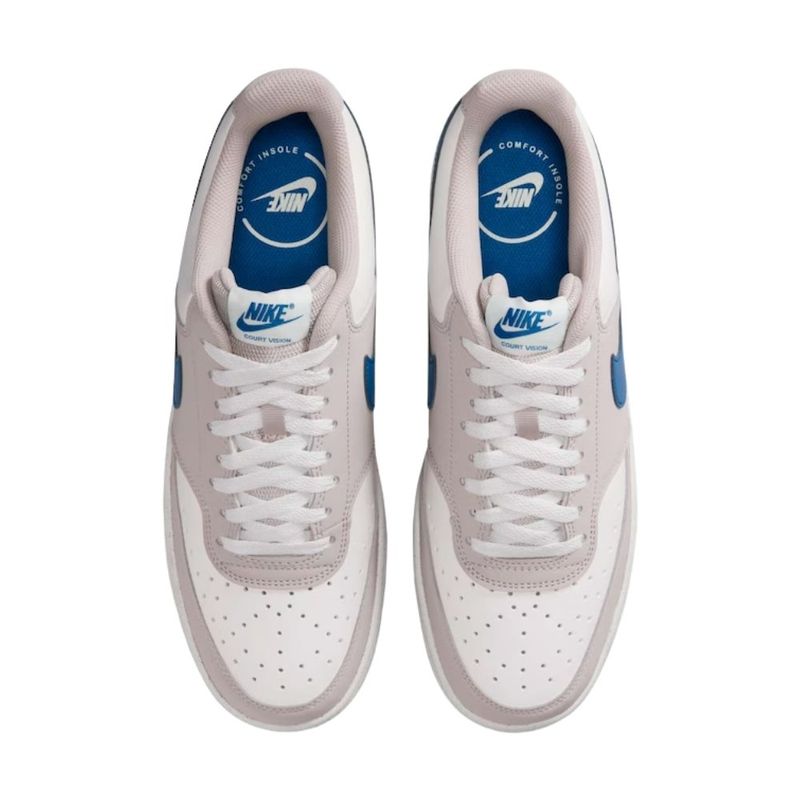 tênis casual masculino nº38 nike court vision low bege e azul (mp)