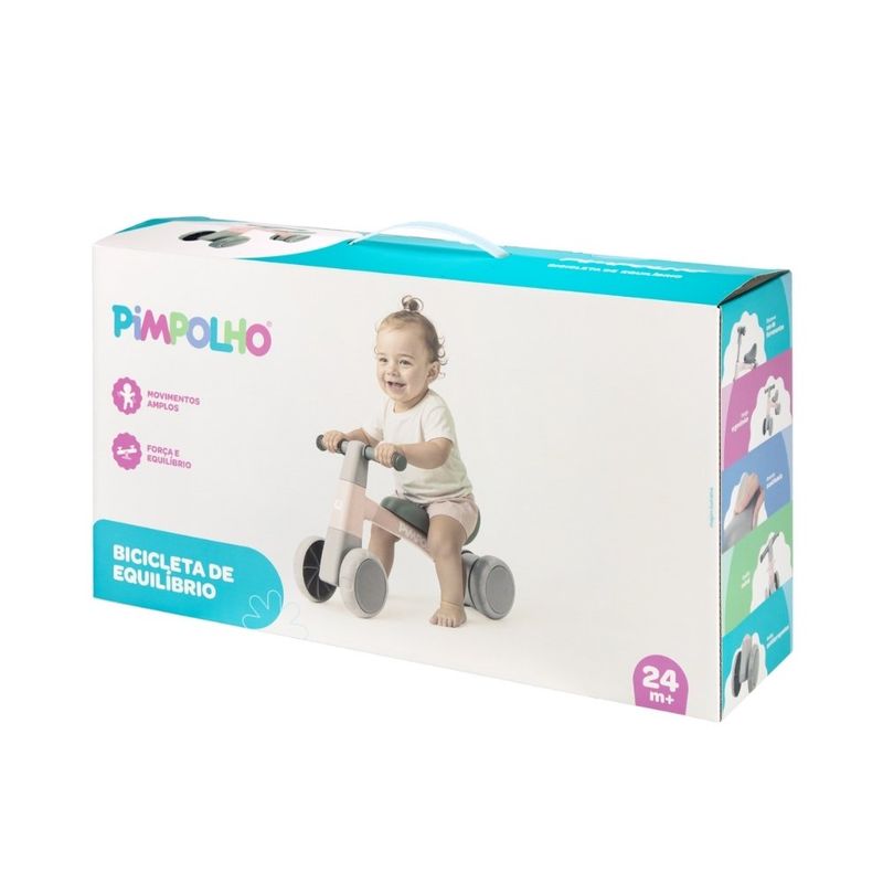 bicicleta infantil de equilíbrio pimpolho até 60kg rosa 301220 (mp)
