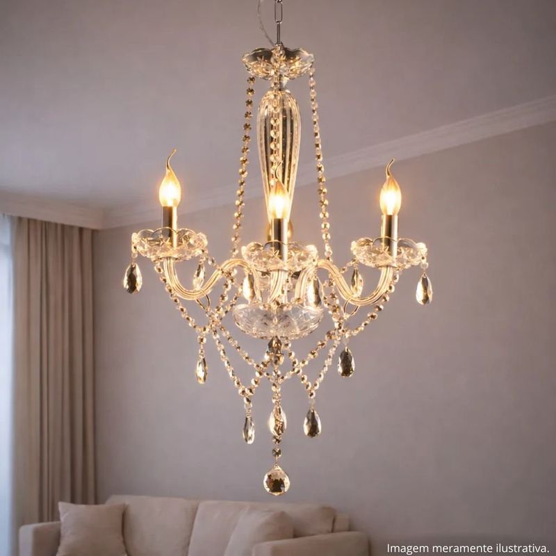 lustre avant baronesa 3 luzes e14 bivolt transparente (mp)