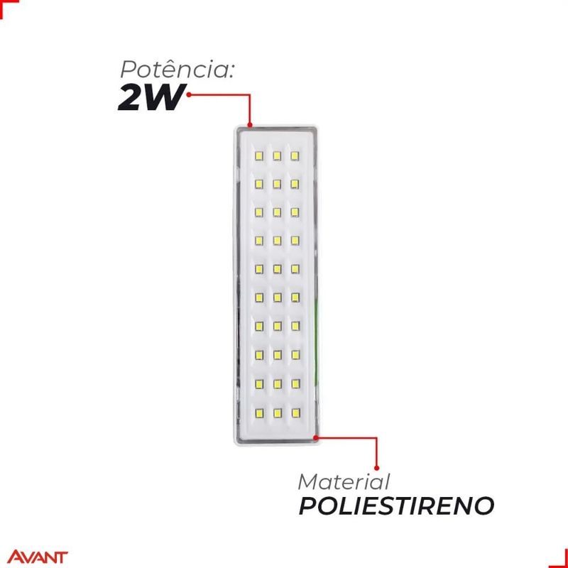 luminaria de emergencia avant barra evo 2w 6000k bivolt branco (mp)