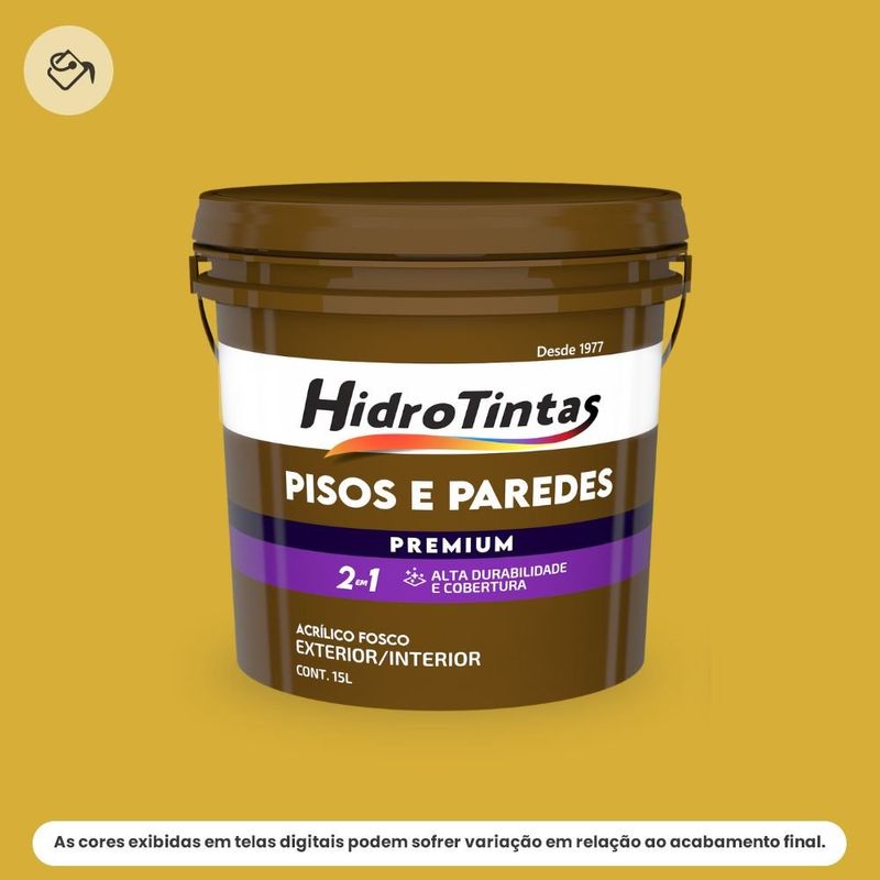 tinta acrilica premium fosca pisos e paredes hidrotintas 15l amarelo demarcacao (mp)