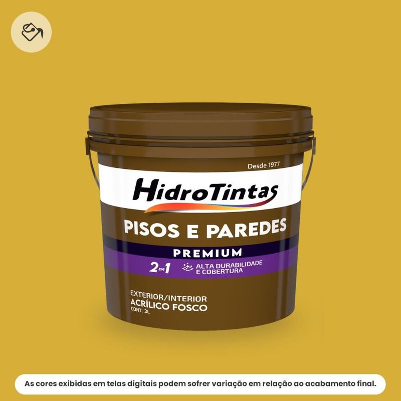 tinta acrilica premium fosca pisos e paredes hidrotintas 3l amarelo demarcacao (mp)