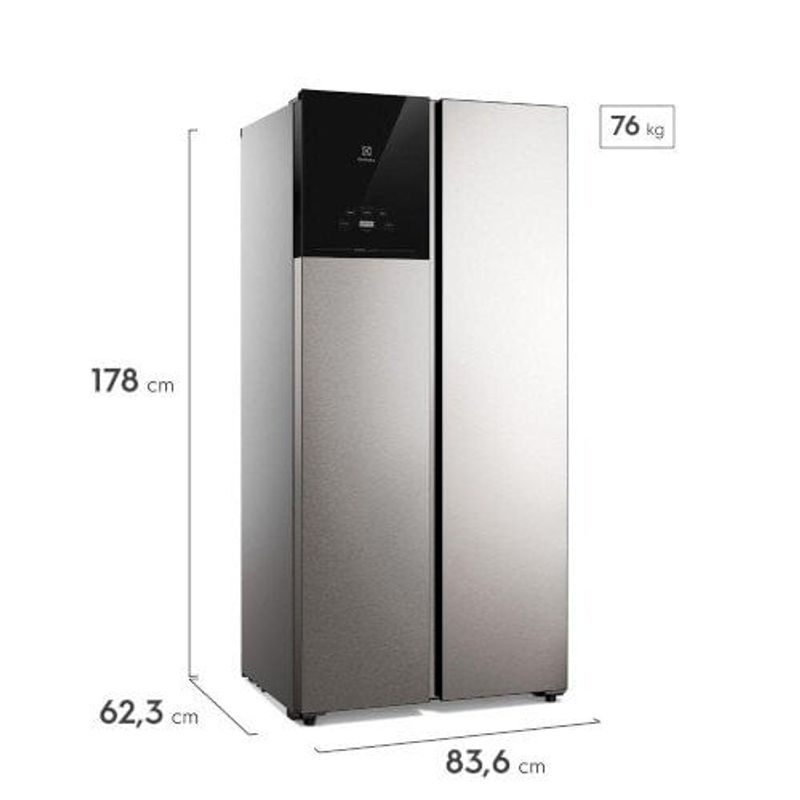 geladeira electrolux side by side frost free 431 litros inox es40s