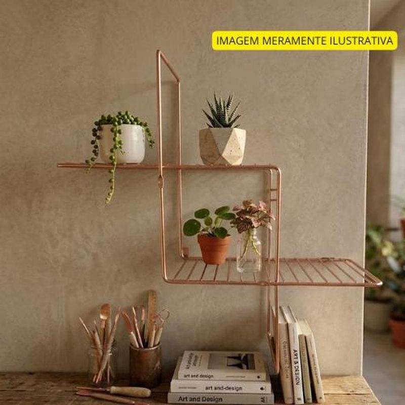 nicho decorativo de parede future 44x44x16cm rose gold (mp)