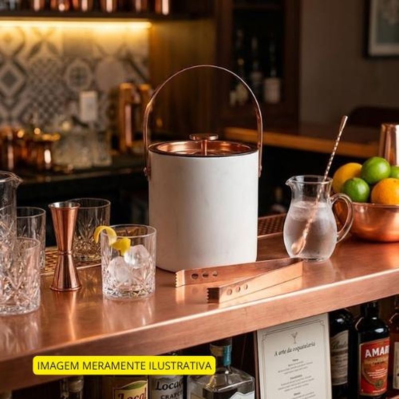 balde de gelo com pinca hermitage 1,8l 15x18cm branca com rose gold (mp)