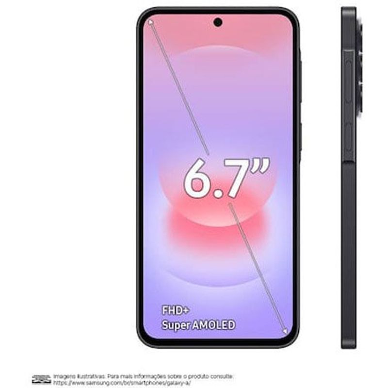 smartphone samsung a37 5g 256gb 8gb ram câmera 50mp selfie 12mp tela super amoled 6.7" nfc ip68 preto