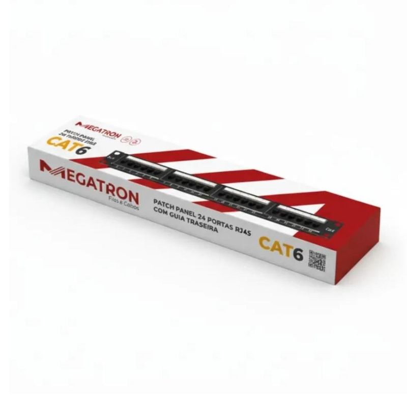 cabo patch panel megatron cat6 24 portas com guia (mp)